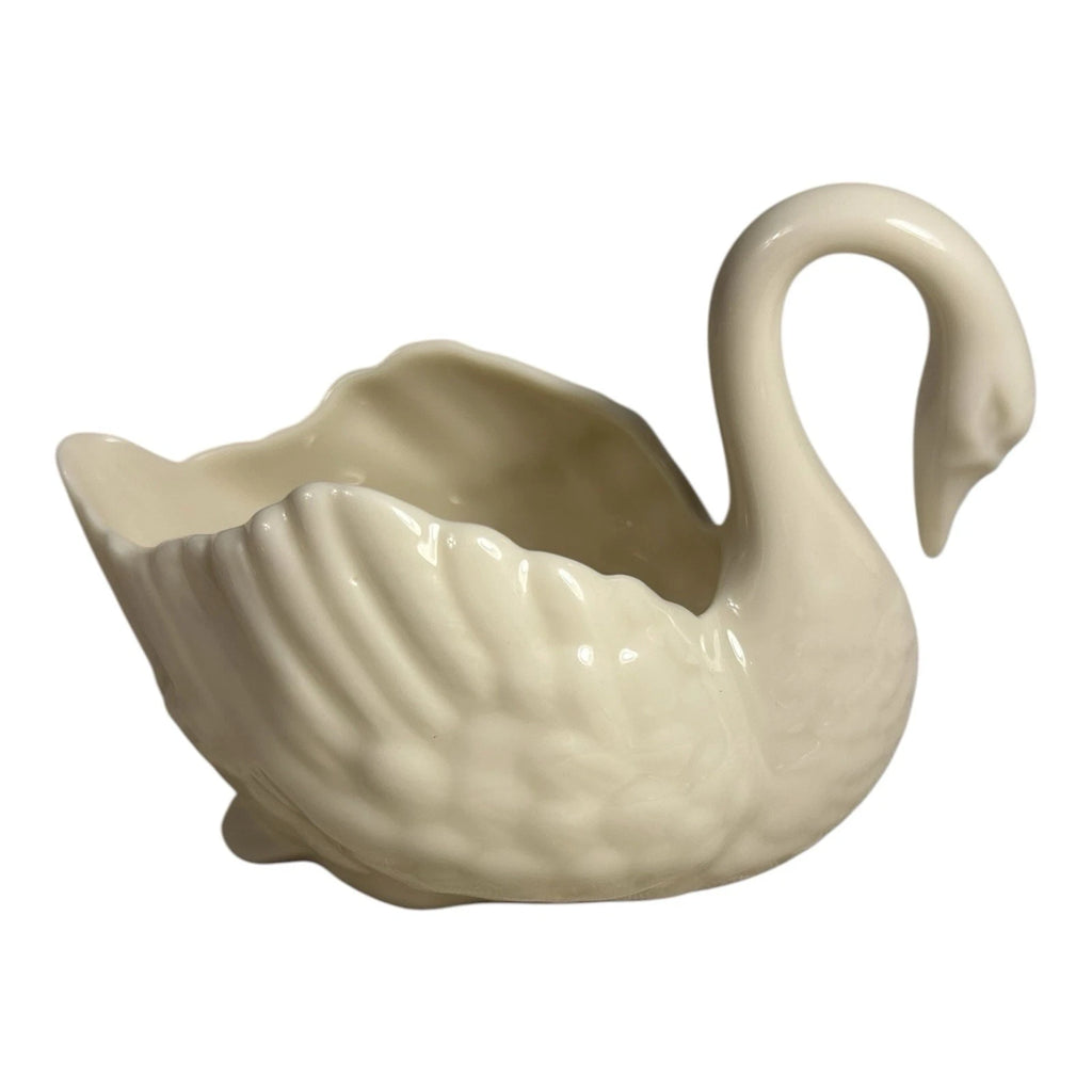 Vintage Lenox Porcelain Swan Trinket Dish with Green Wreath Stamp