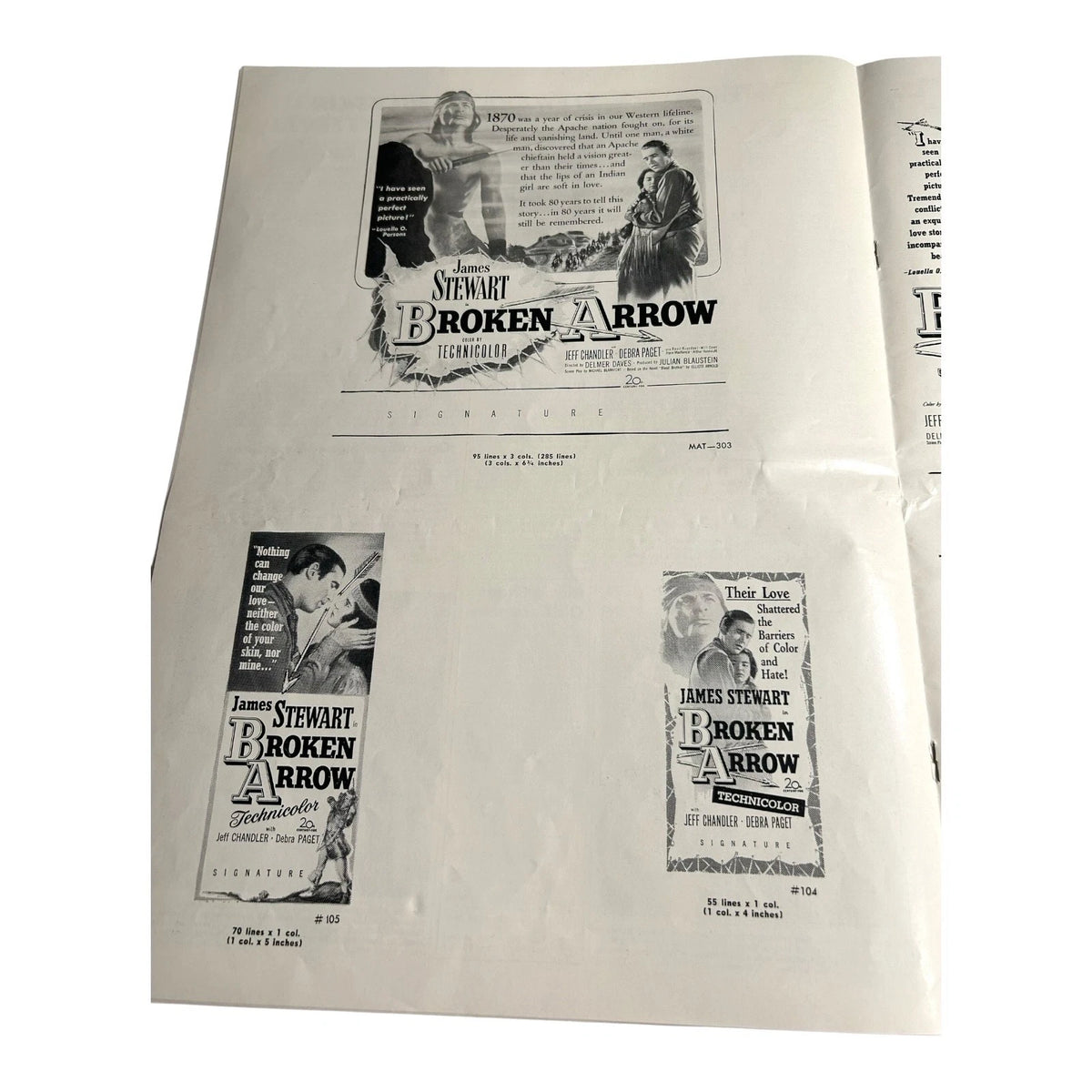 Vintage Movie Press Book Showmans Manual Broken Arrow 1950
