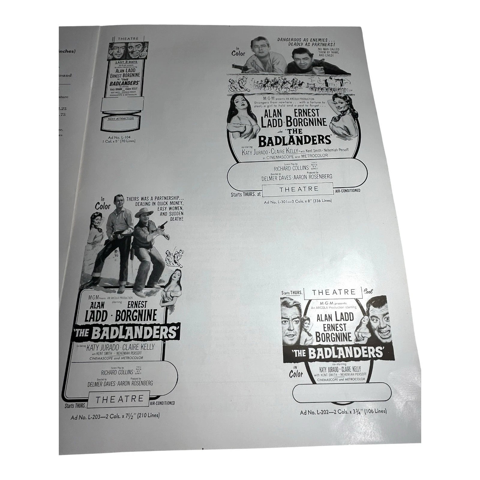 Vintage Movie Press Book Showmans Manual The Badlanders 1958