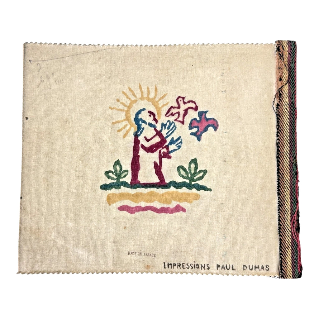 Antique Paul Dumas French Linen Cloth Children's Bible Book Creation Story