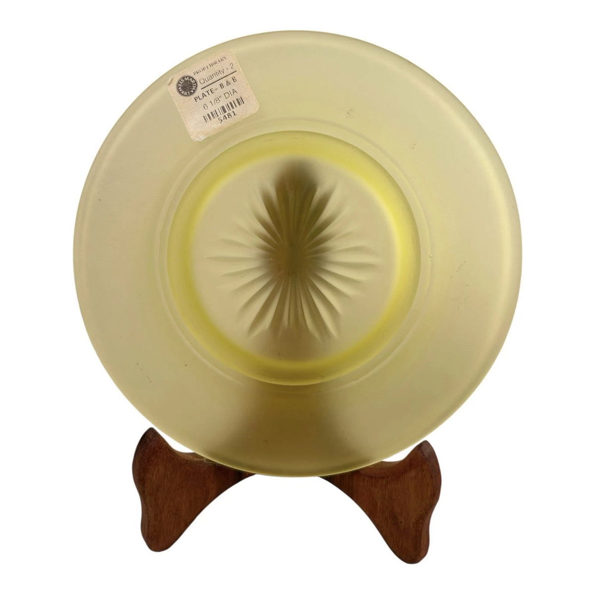 Vintage Set of 2 Vaseline Uranium Glass Plates Owned by Martha Stewart