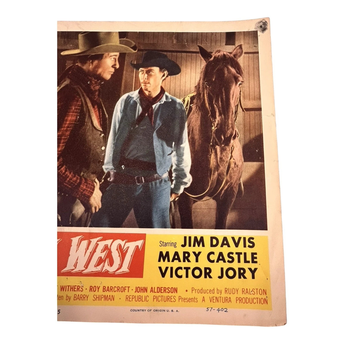 Vintage Western Movie Lobby Card Last Stagecoach West 1957