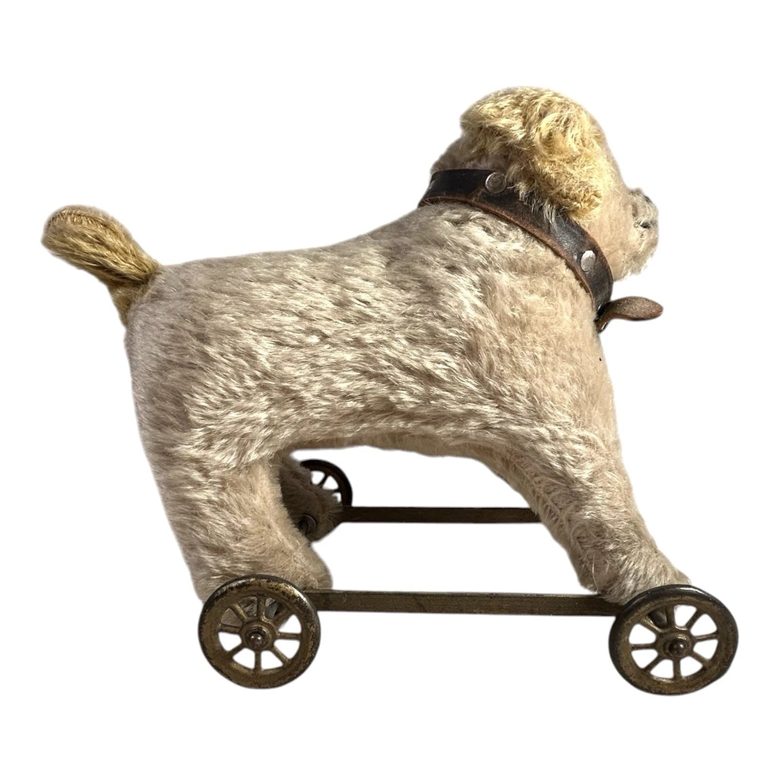 Antique Stuffed Animal Dog Rolling Pull Toy