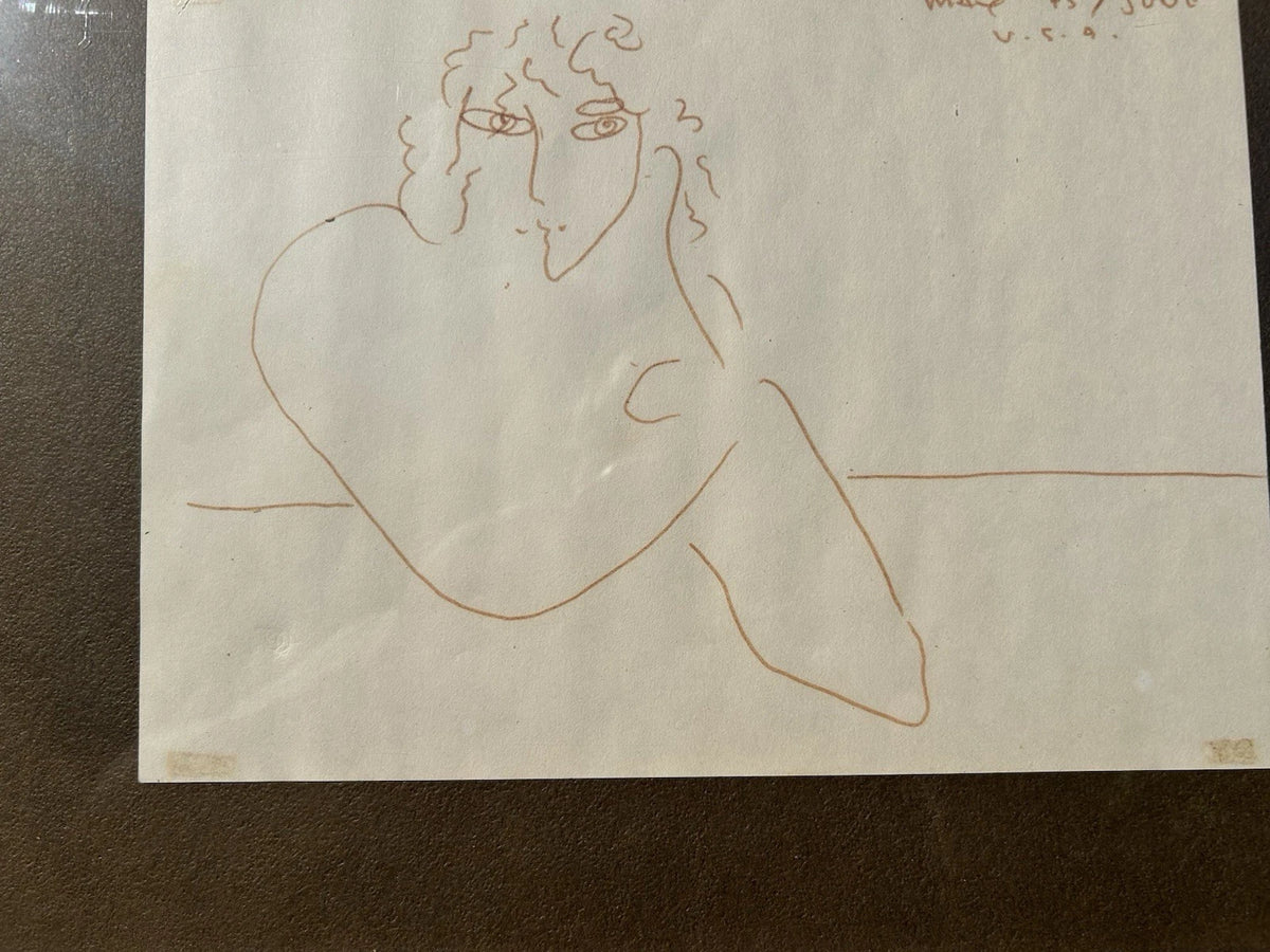 Vintage Framed  and Signed Original Drawing by Peter Max June 75
