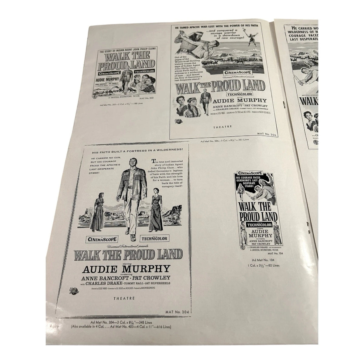 Vintage Movie Press Book Showmans Manual Walk The Proud Land 1956