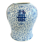Antique Chinese Qing Blue & White Porcelain Double Happiness Wedding Ginger Jar
