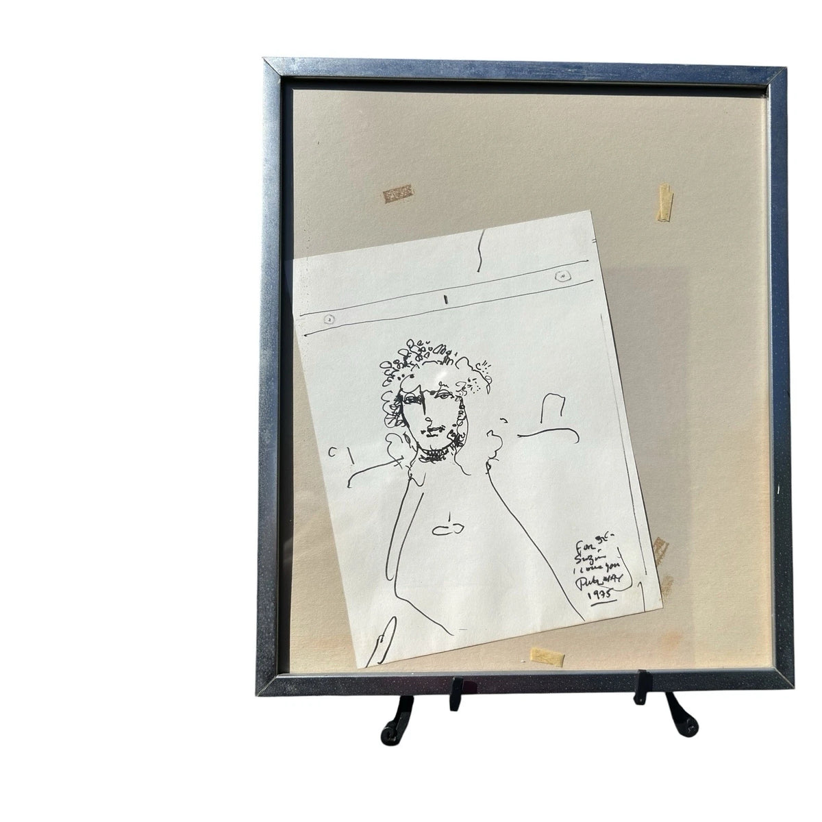 Signed Dated Framed Original Drawing by Peter Max 1975 For Suzin I love you