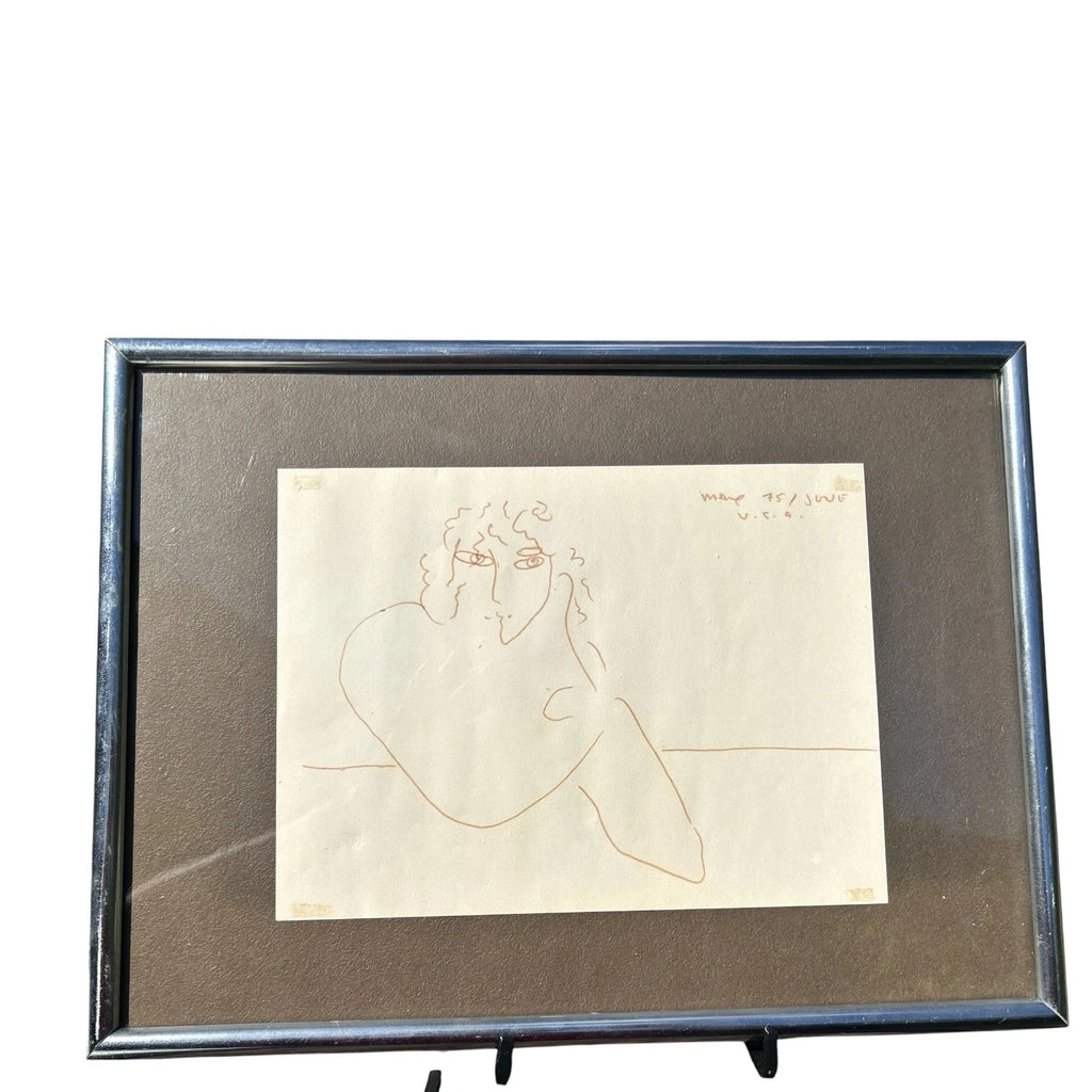 Vintage Framed  and Signed Original Drawing by Peter Max June 75