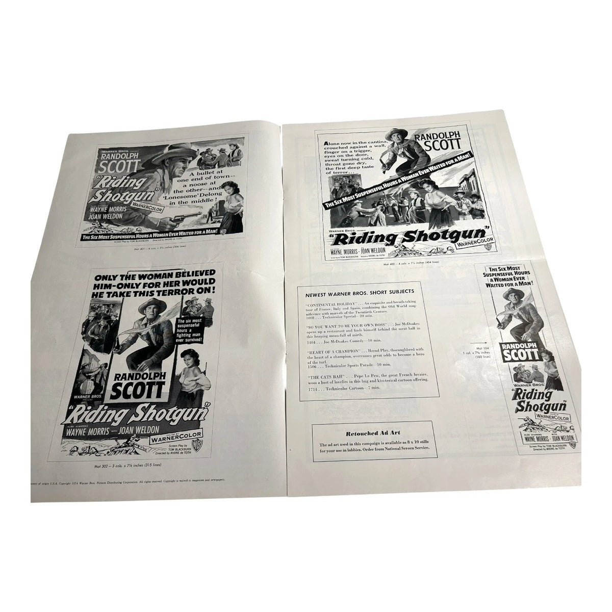 Vintage Movie Press Book Showmans Manual Riding Shotgun 1954
