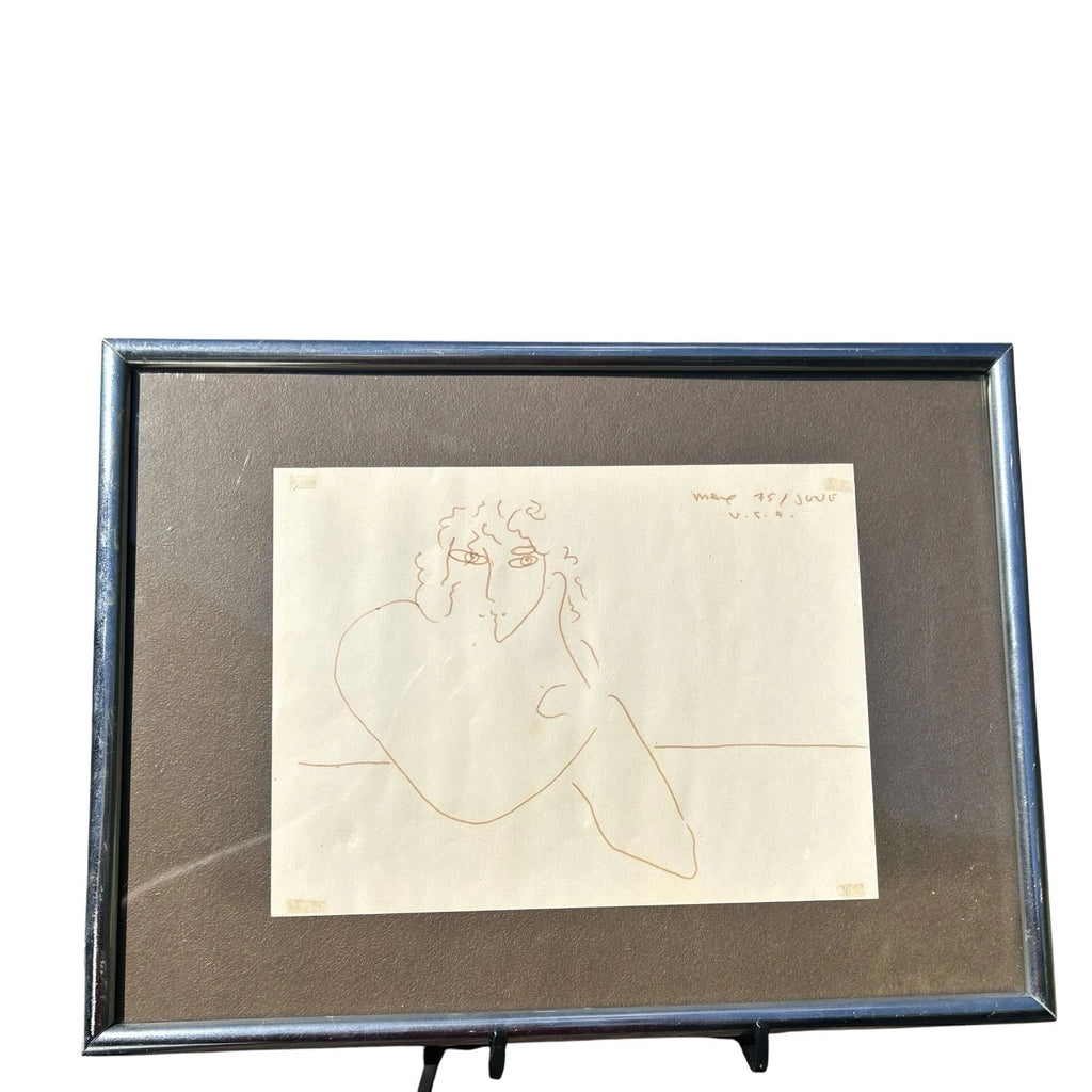 Vintage Framed  and Signed Original Drawing by Peter Max June 75