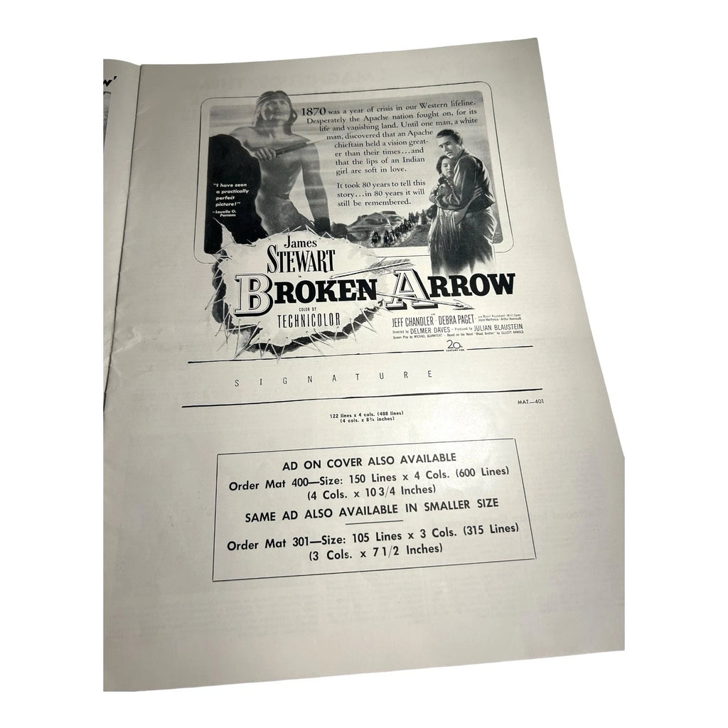 Vintage Movie Press Book Showmans Manual Broken Arrow 1950