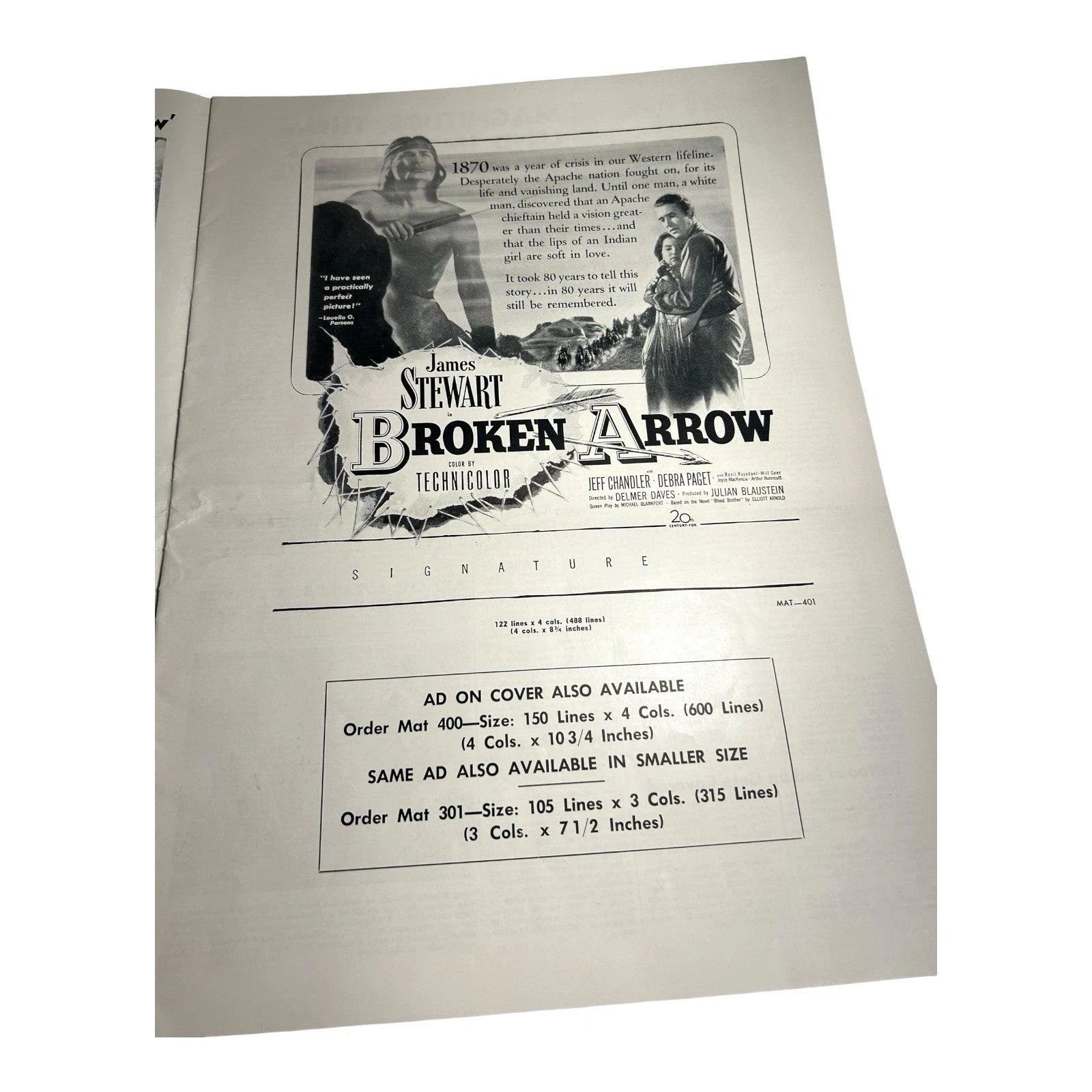 Vintage Movie Press Book Showmans Manual Broken Arrow 1950