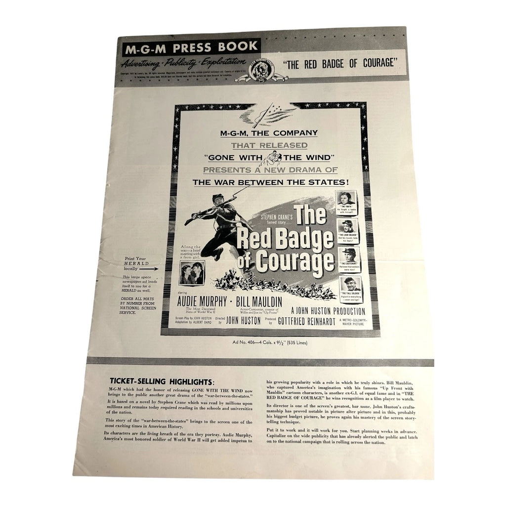 Vintage Movie Press Book Showmans Manual The Red Badge of Courage 1951 MGM