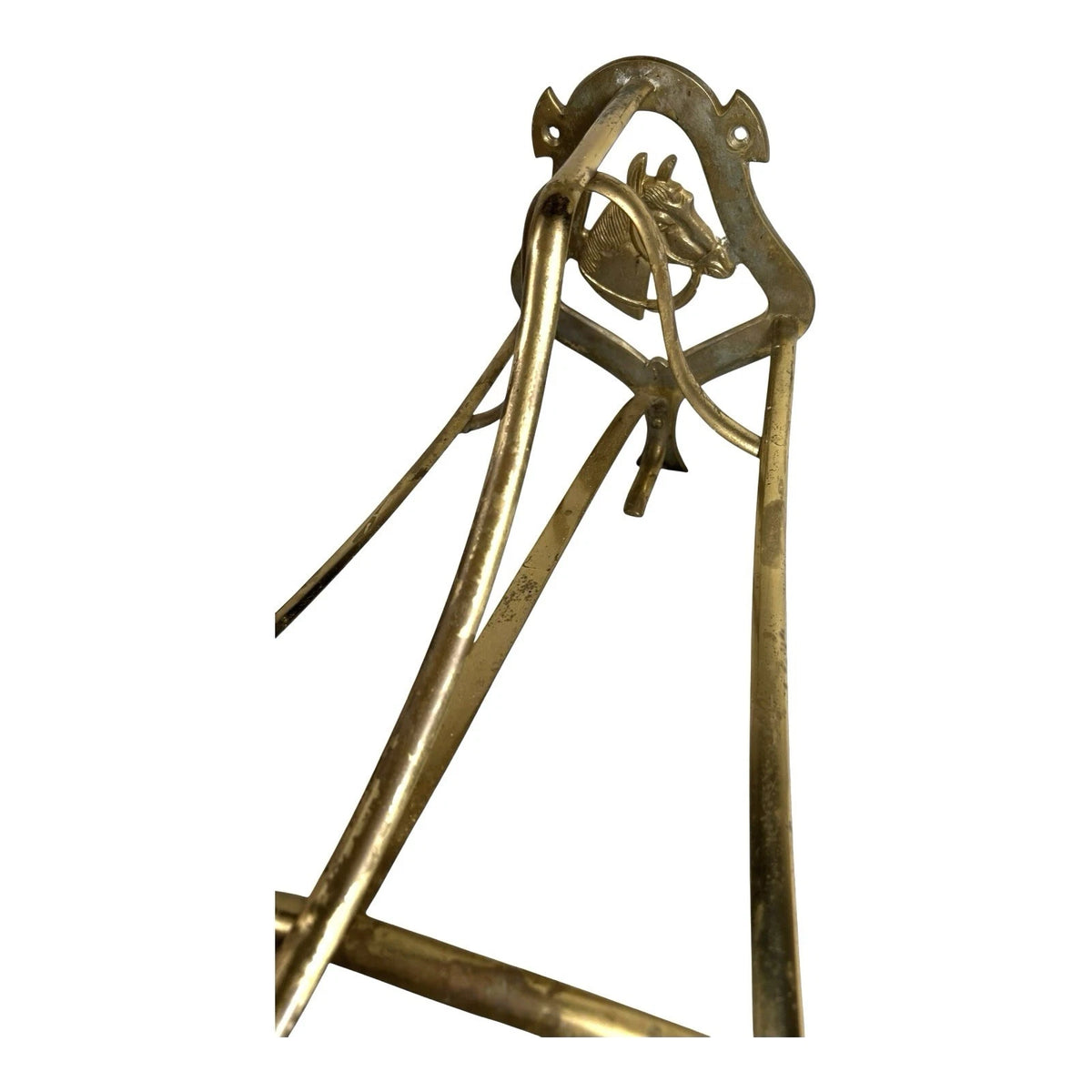 Vintage English Saddle Horse Head Brass Saddle Rack Bracket