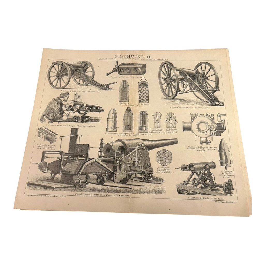 Antique Collection of Austro Hungary German Weapon Cannons Guns Prints