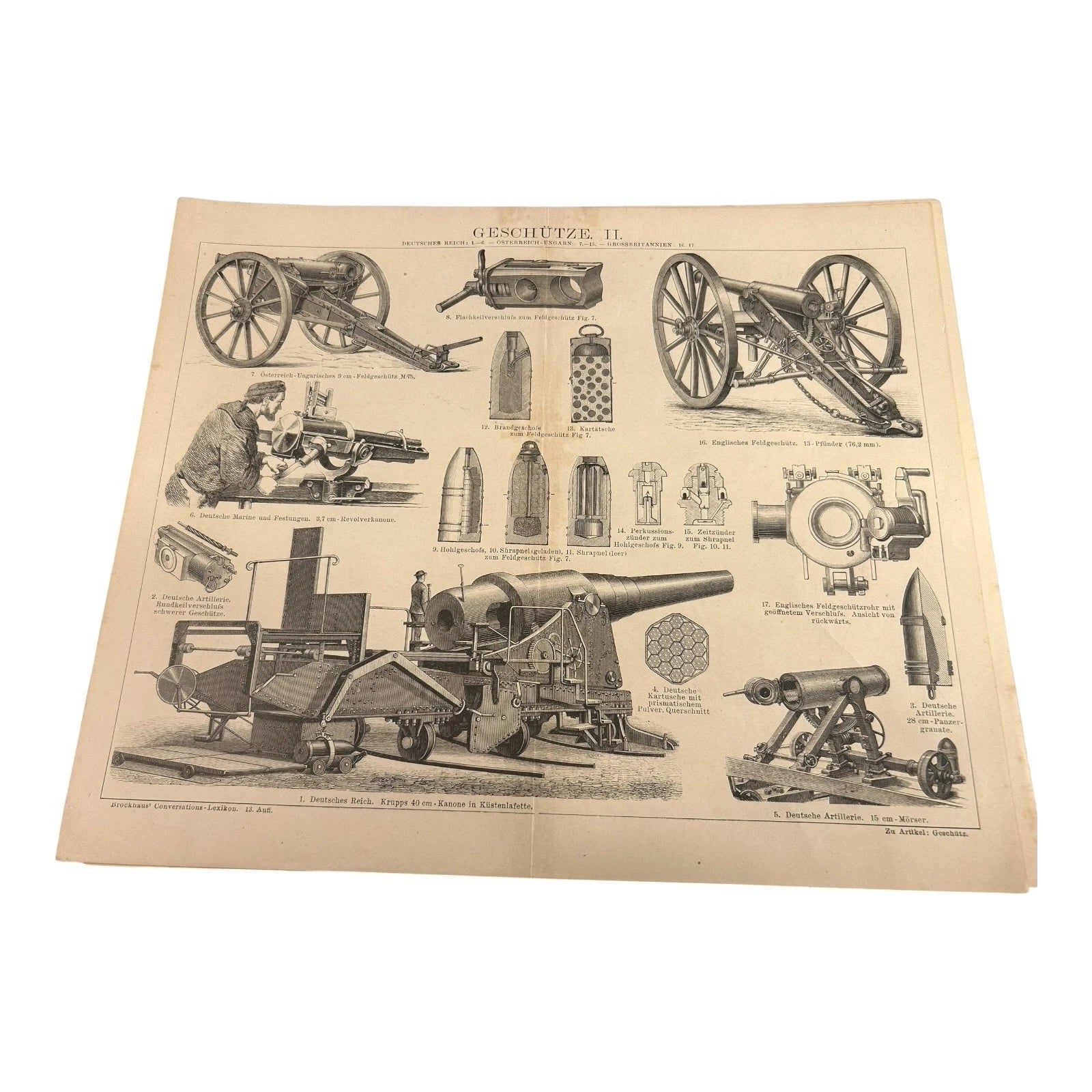 Antique Collection of Austro Hungary German Weapon Cannons Guns Prints