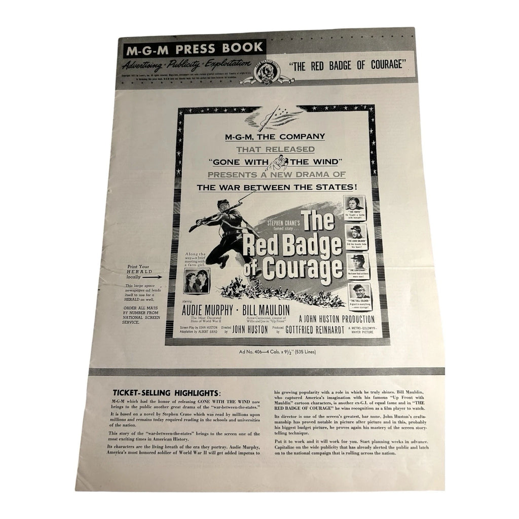 Vintage Movie Press Book Showmans Manual The Red Badge of Courage 1951 MGM