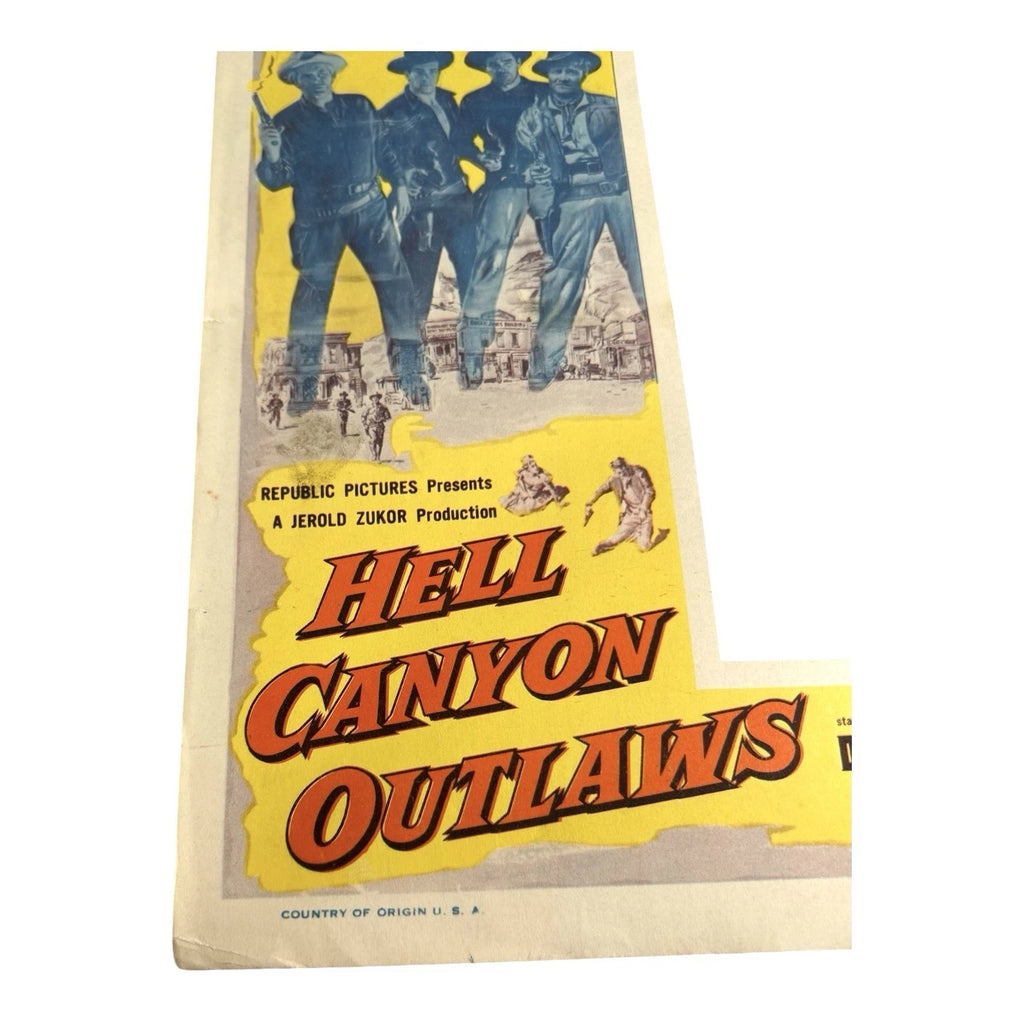 Vintage Western Movie Lobby Card Hell Canyon Outlaws 1957