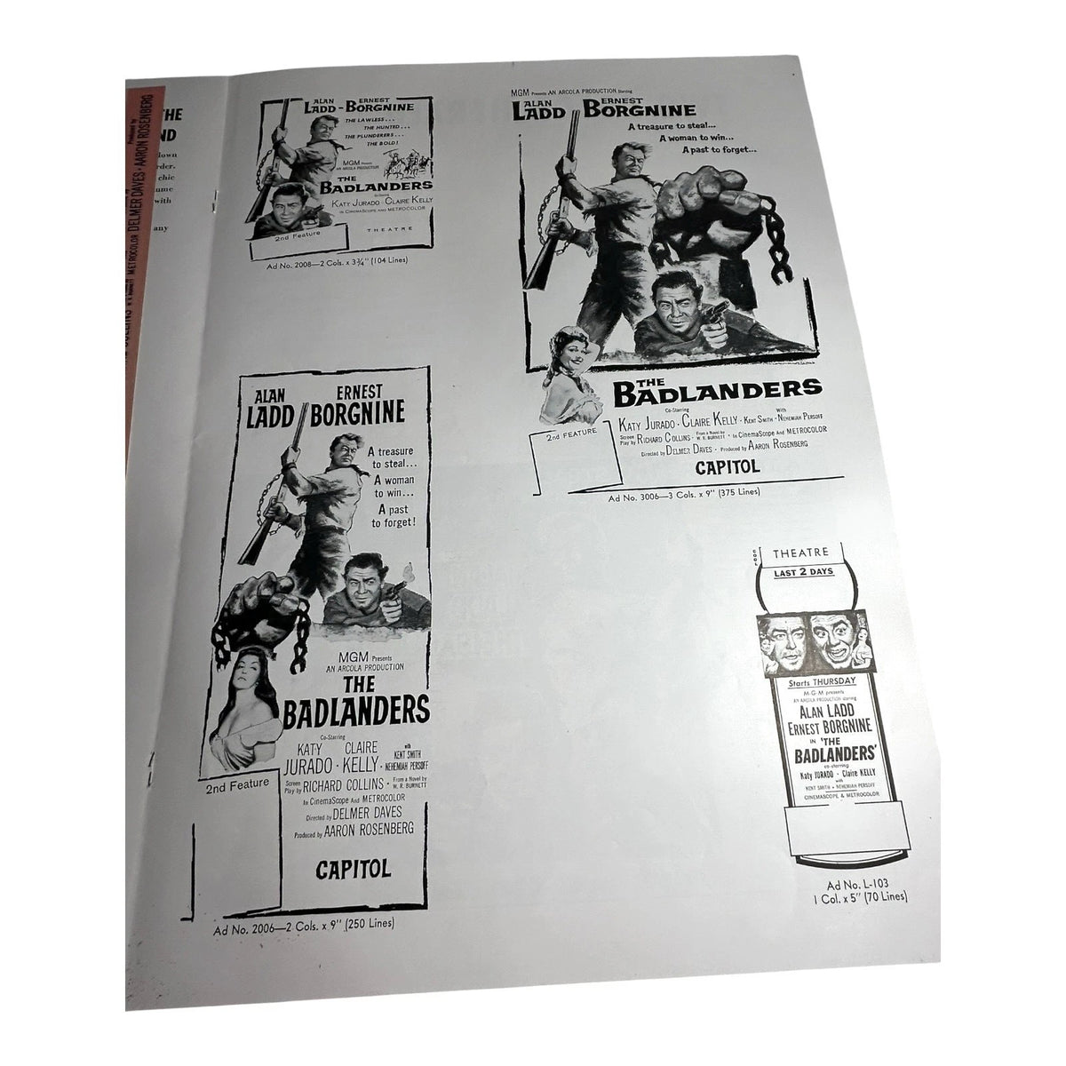 Vintage Movie Press Book Showmans Manual The Badlanders 1958