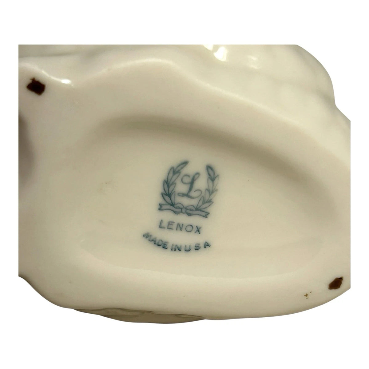Vintage Lenox Porcelain Swan Trinket Dish with Green Wreath Stamp