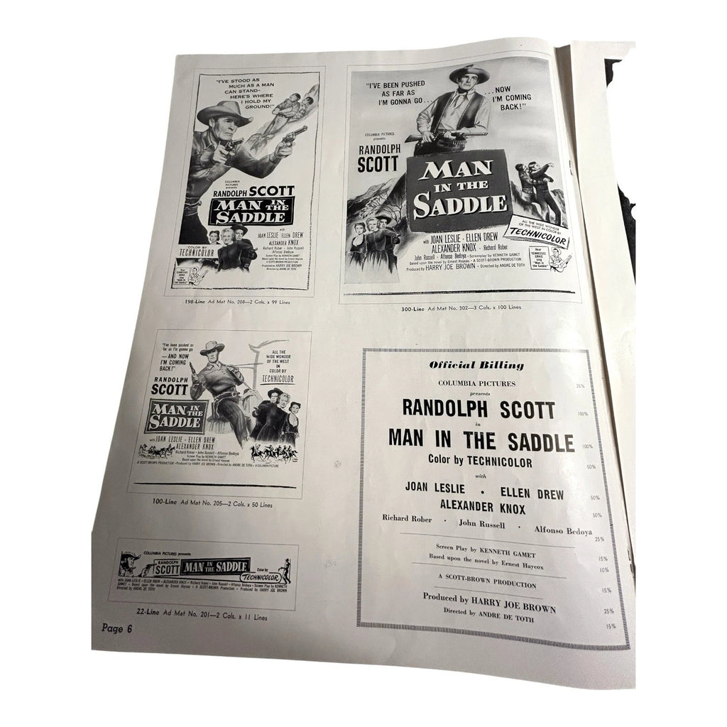 Vintage Movie Press Book Showmans Manual Man In The Saddle 1951