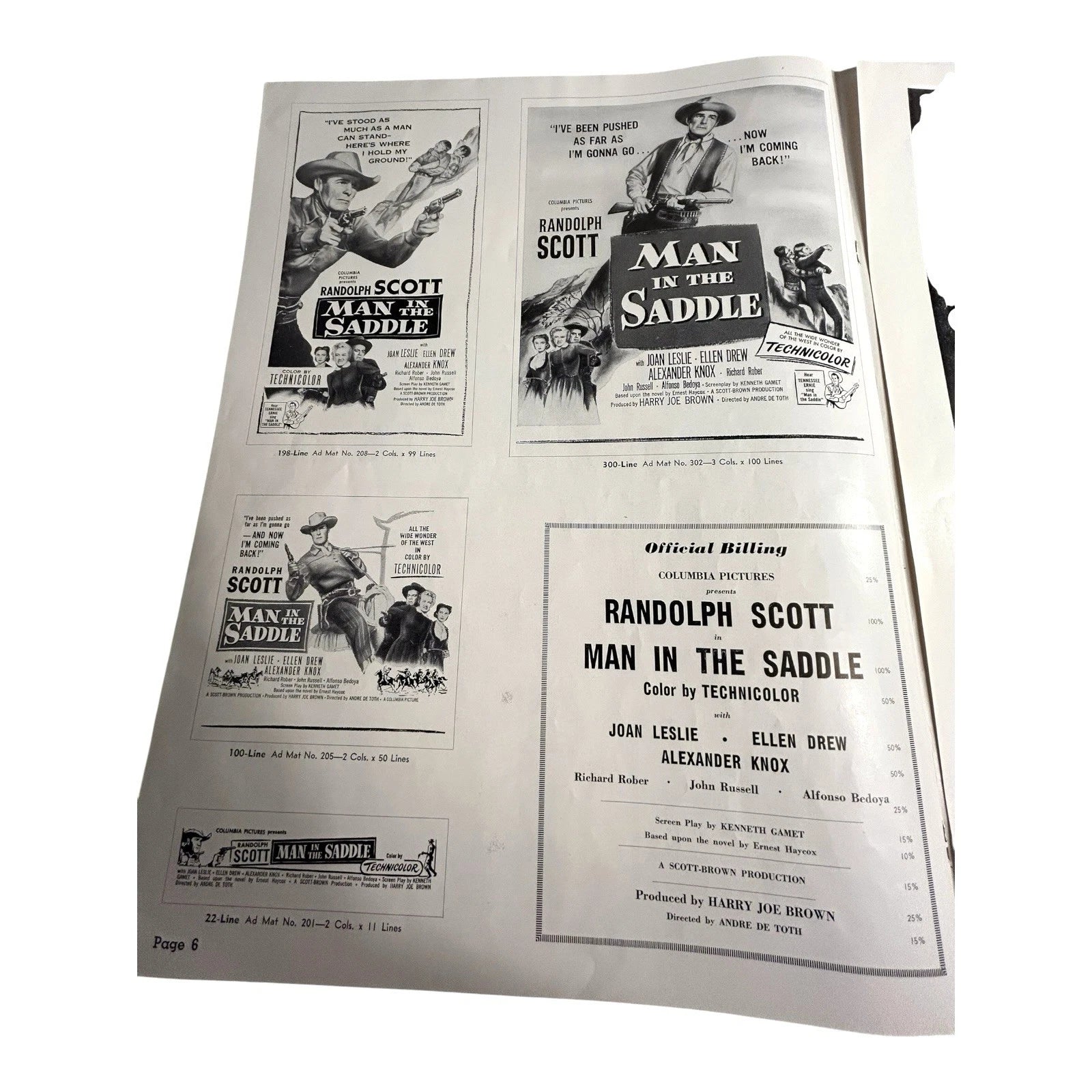 Vintage Movie Press Book Showmans Manual Man In The Saddle 1951