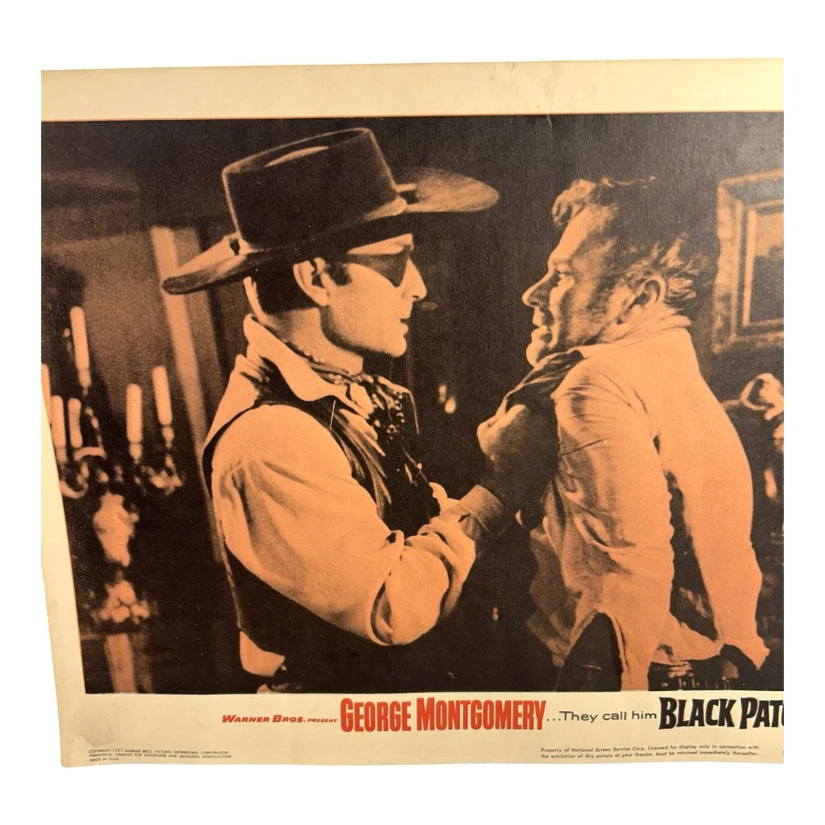 Vintage Western Movie Lobby Card Black Patch 1957