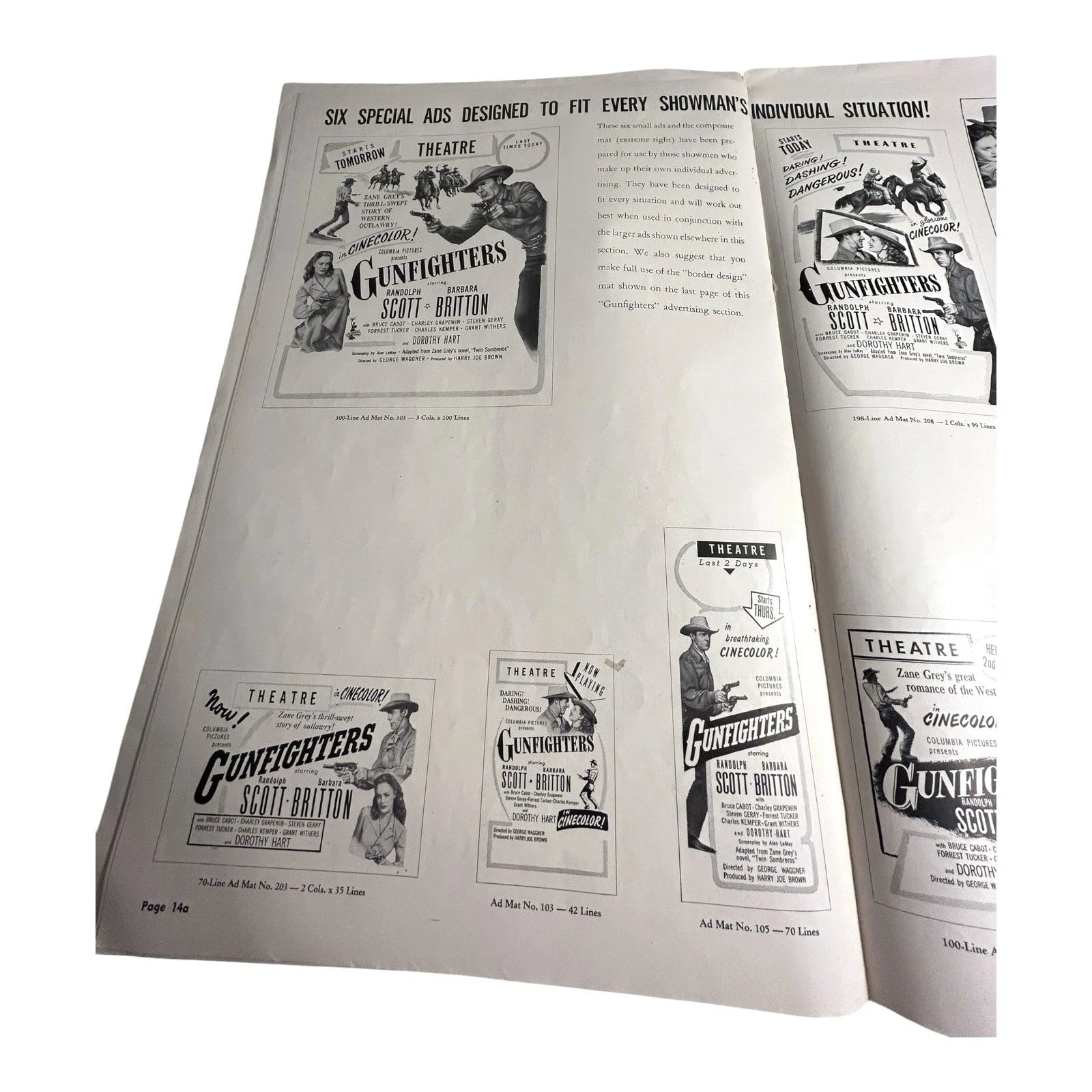 Vintage Movie Press Book Showmans Manual Gunfighters 1947