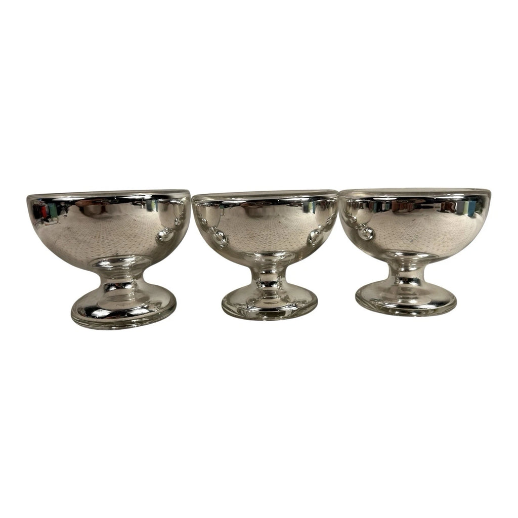 Antique Set of 3 Mercury Glass Dessert Bowls Owned by Martha Stewart