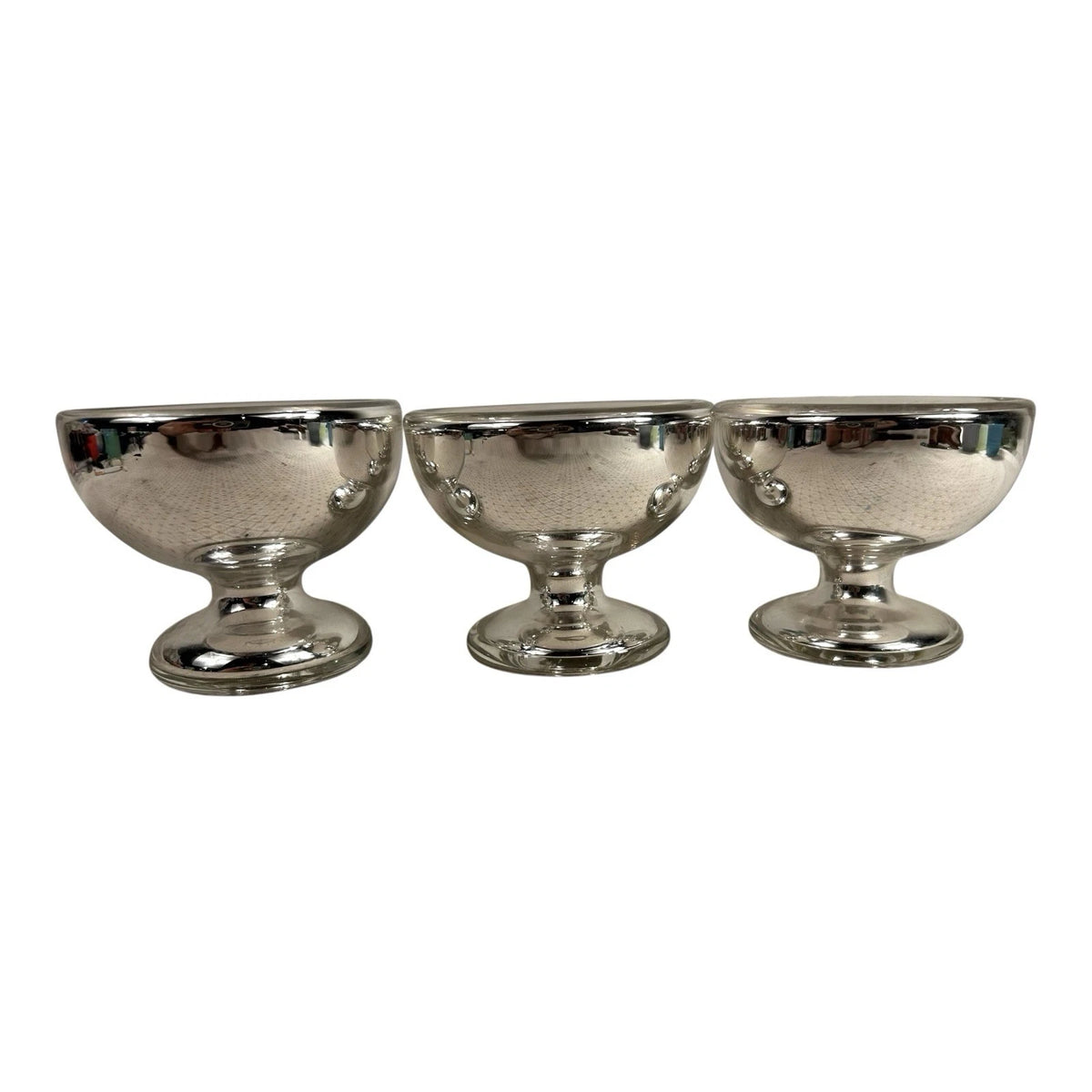 Antique Set of 3 Mercury Glass Dessert Bowls Owned by Martha Stewart