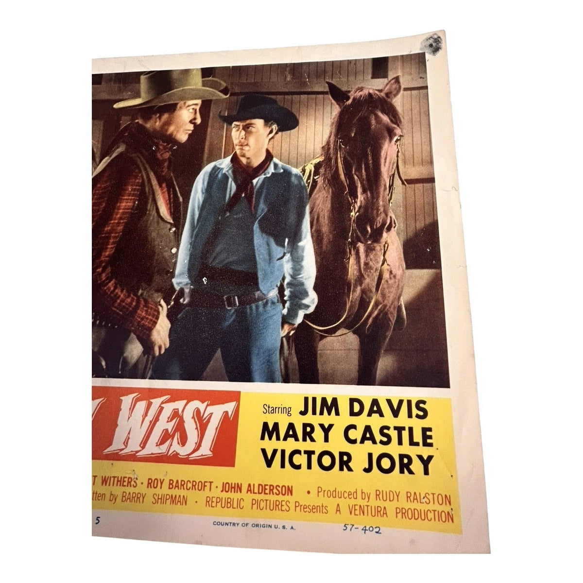 Vintage Western Movie Lobby Card Last Stagecoach West 1957
