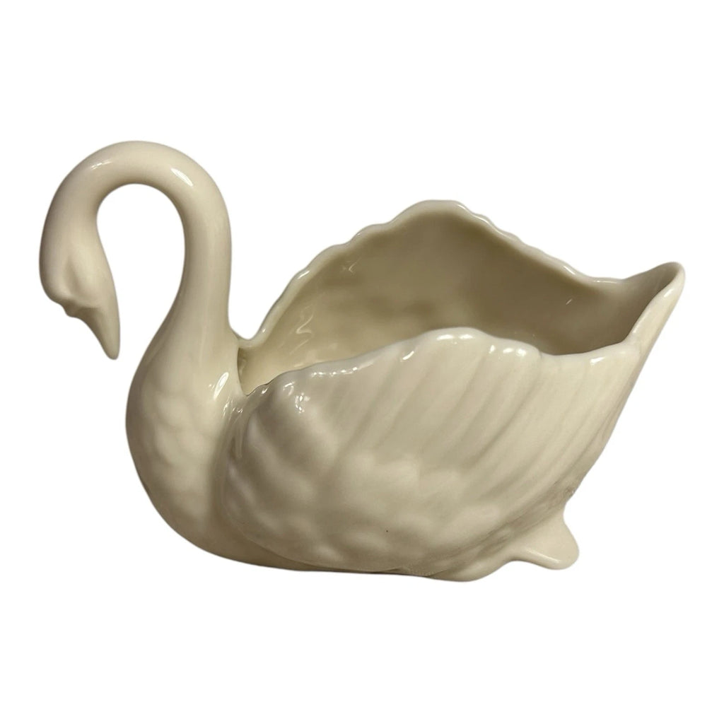 Vintage Lenox Porcelain Swan Trinket Dish with Green Wreath Stamp