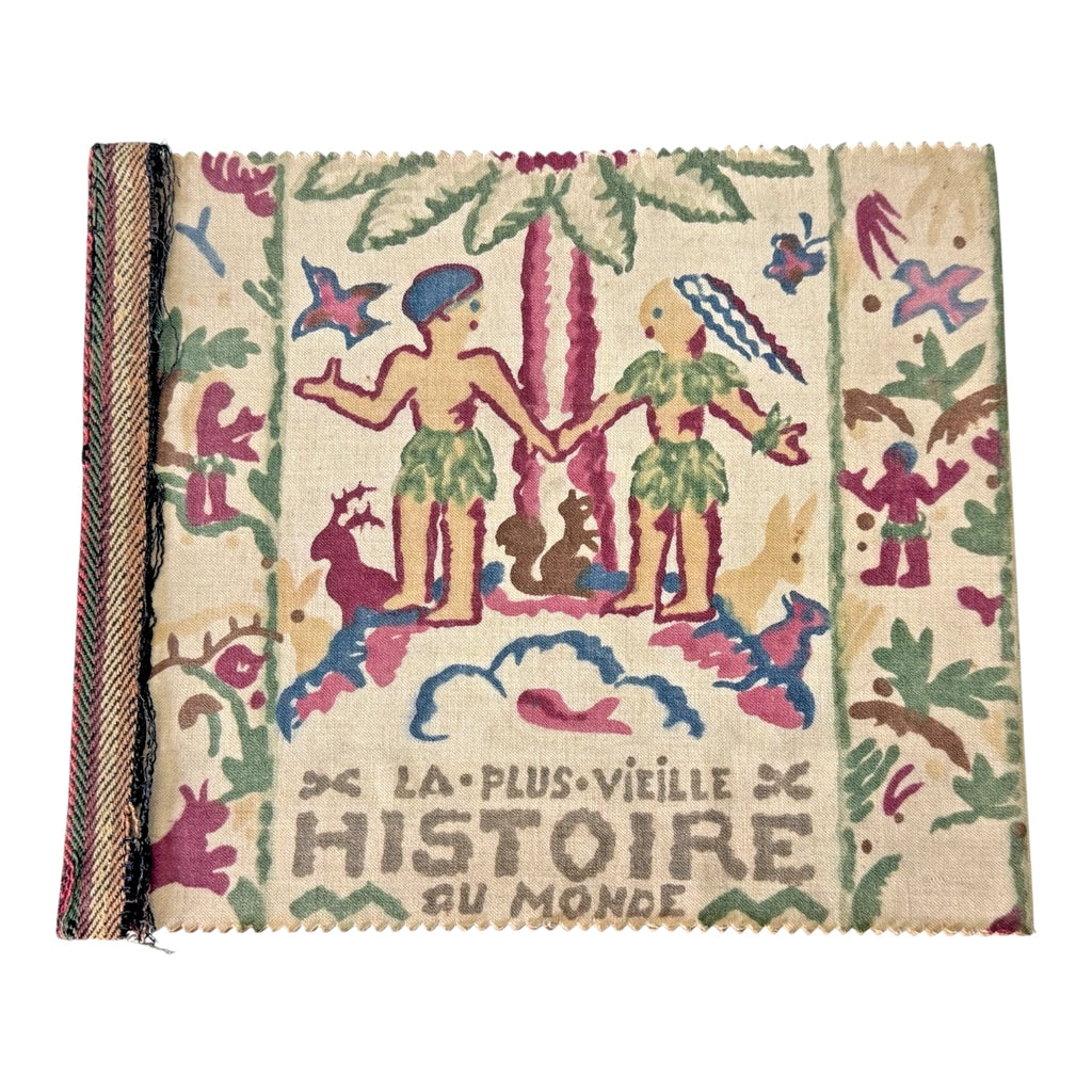 Antique Paul Dumas French Linen Cloth Children's Bible Book Creation Story