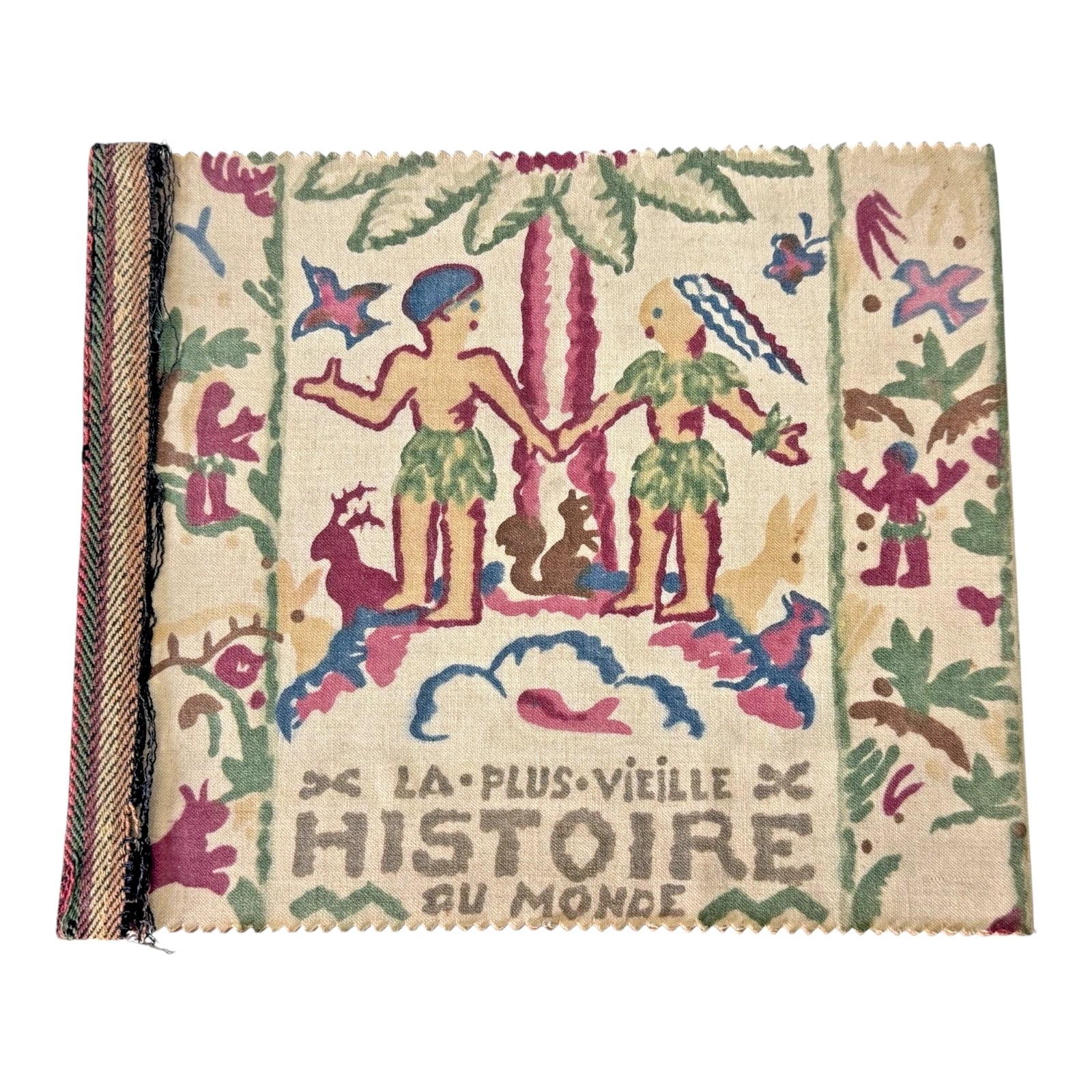 Antique Paul Dumas French Linen Cloth Children's Bible Book Creation Story