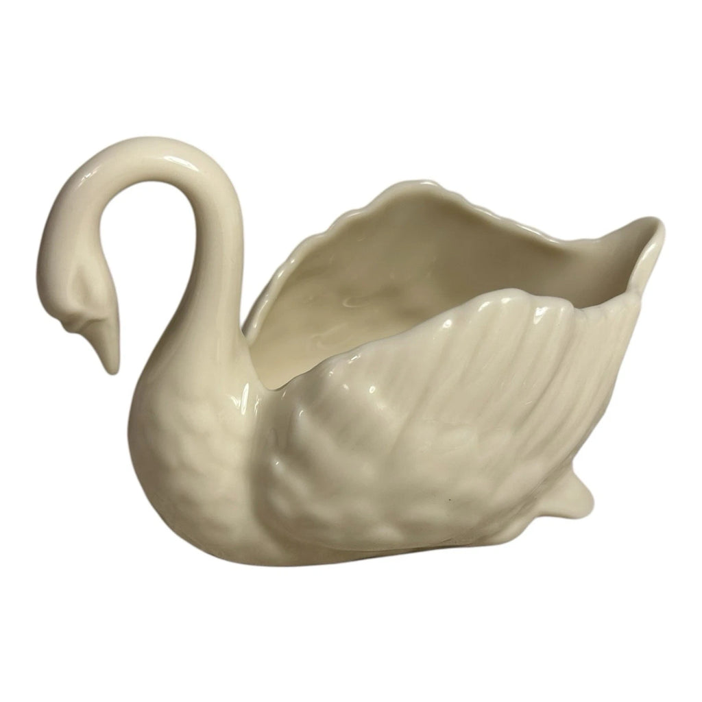 Vintage Lenox Porcelain Swan Trinket Dish with Green Wreath Stamp