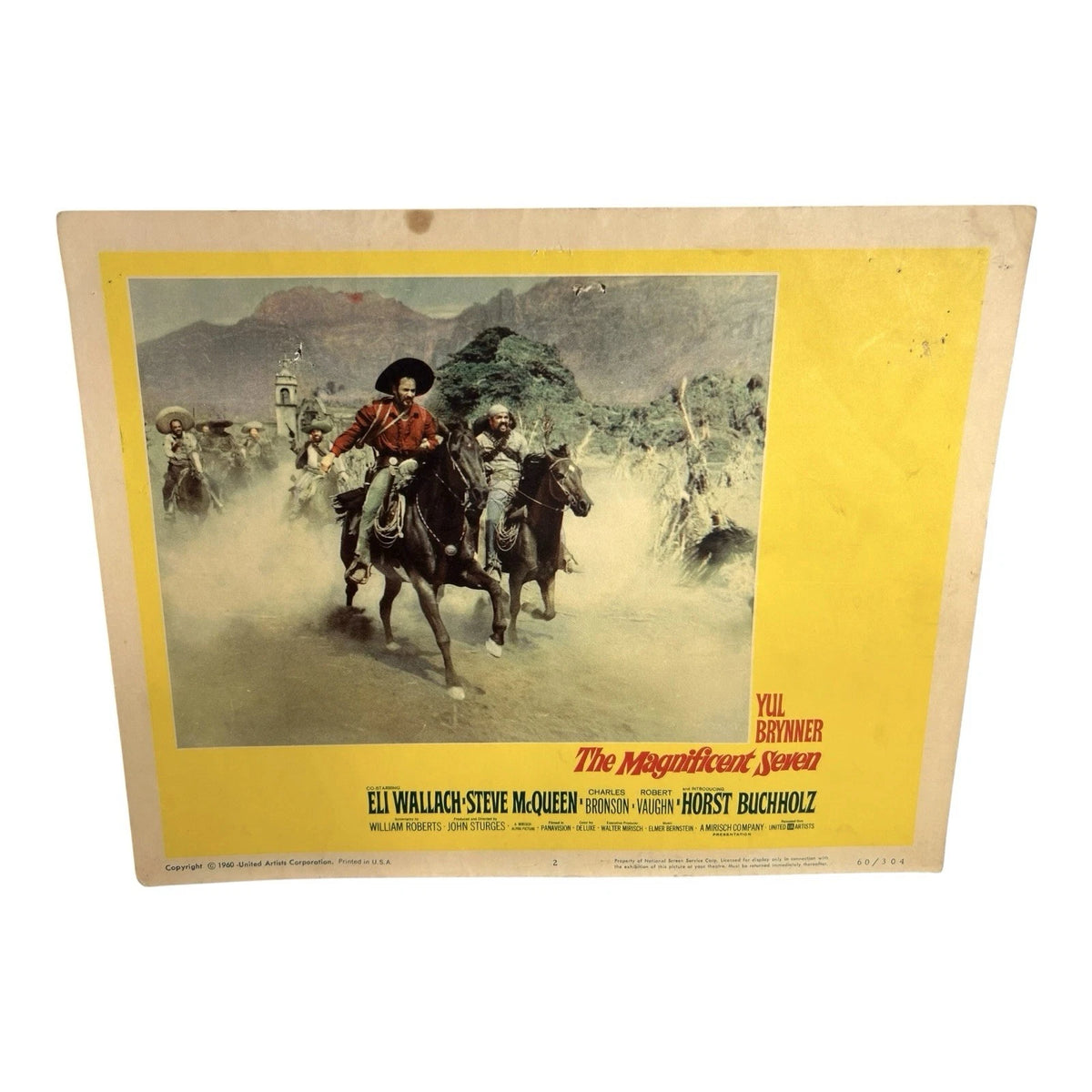 Vintage Western Movie Lobby Card The Magnificent Seven 1960 (E)