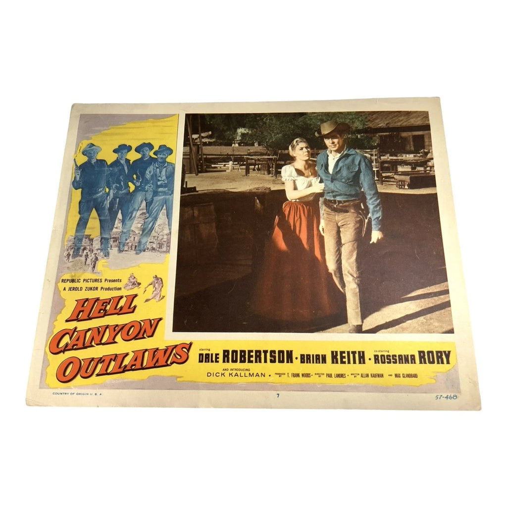Vintage Western Movie Lobby Card Hell Canyon Outlaws 1957
