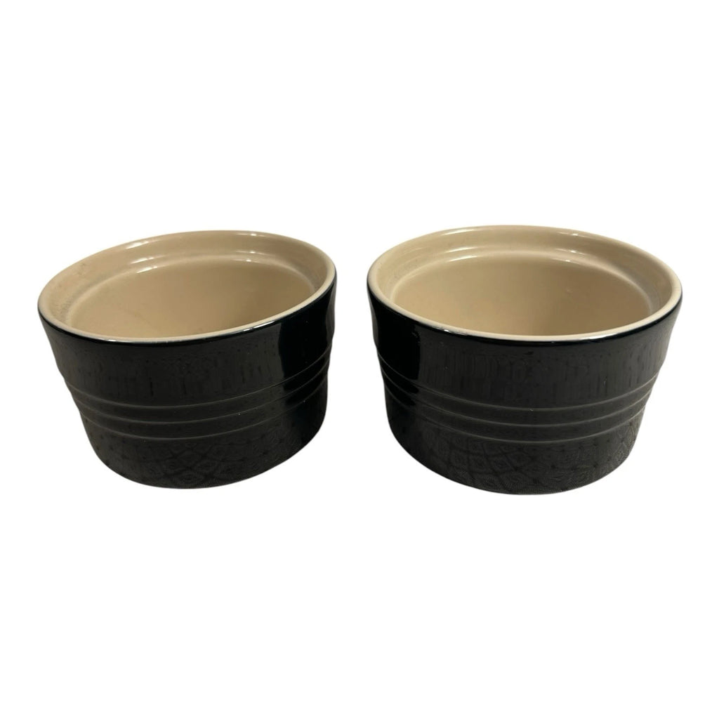 Vintage Set of 2 Black Le Creuset Ramekins Owned by Martha Stewart