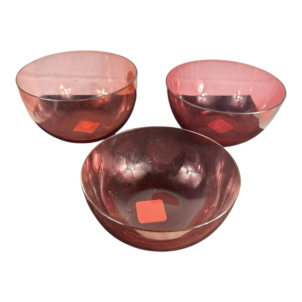 Vintage Lot of 3 Cranberry Glass Bowls Owned by Martha Stewart
