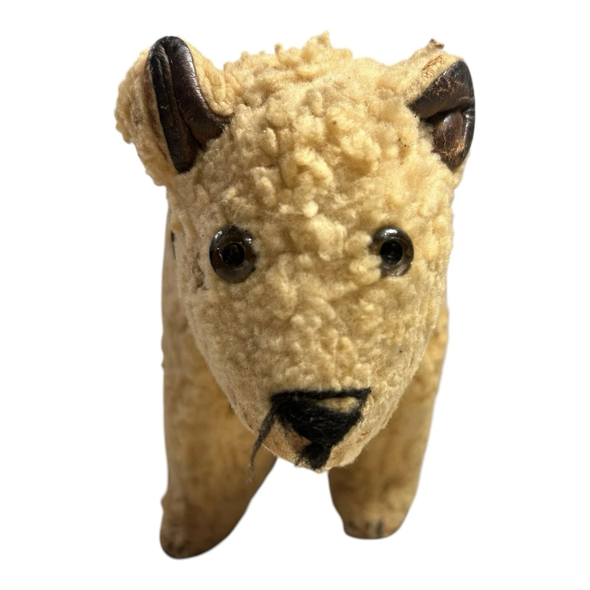 Antique Stuffed Toy Polar Bear with Leather Pads on Feet