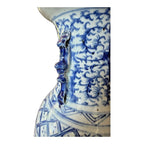 Antique Chinese Qing Blue & White Double Happiness Wedding Vase Foo Dog Handles