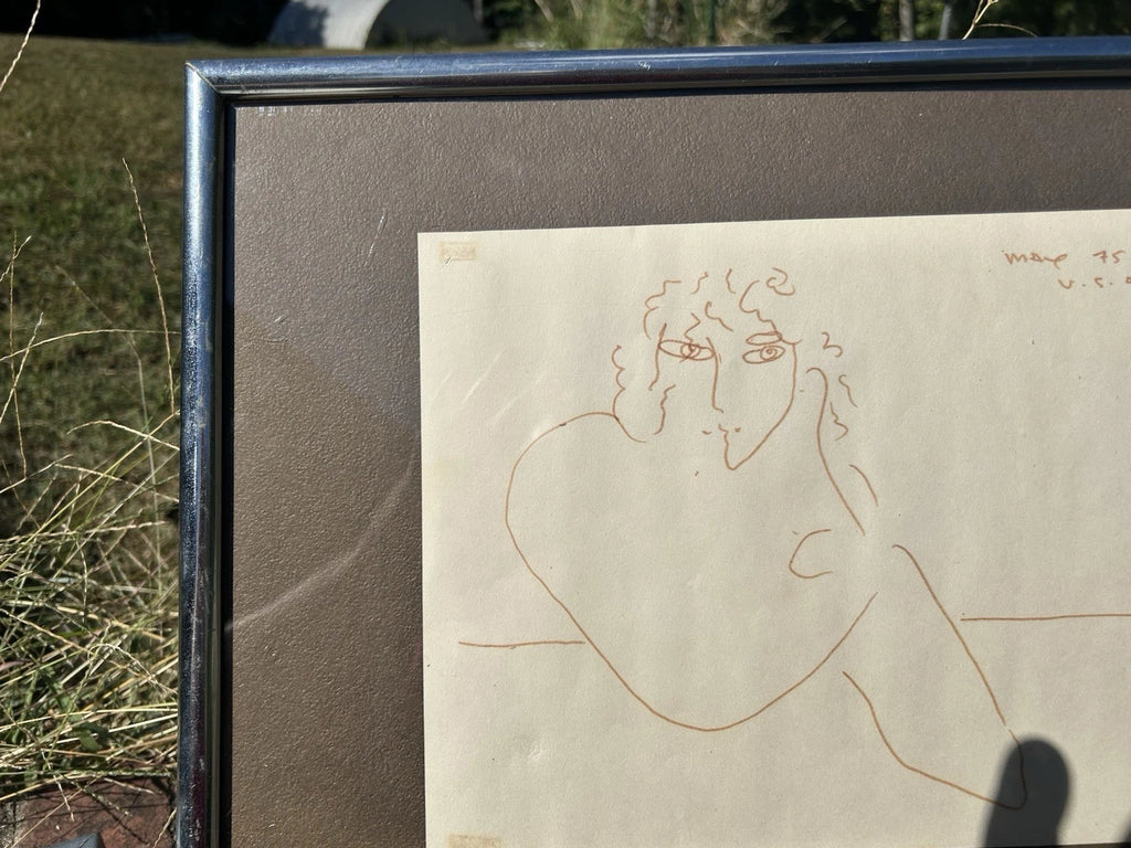 Vintage Framed  and Signed Original Drawing by Peter Max June 75