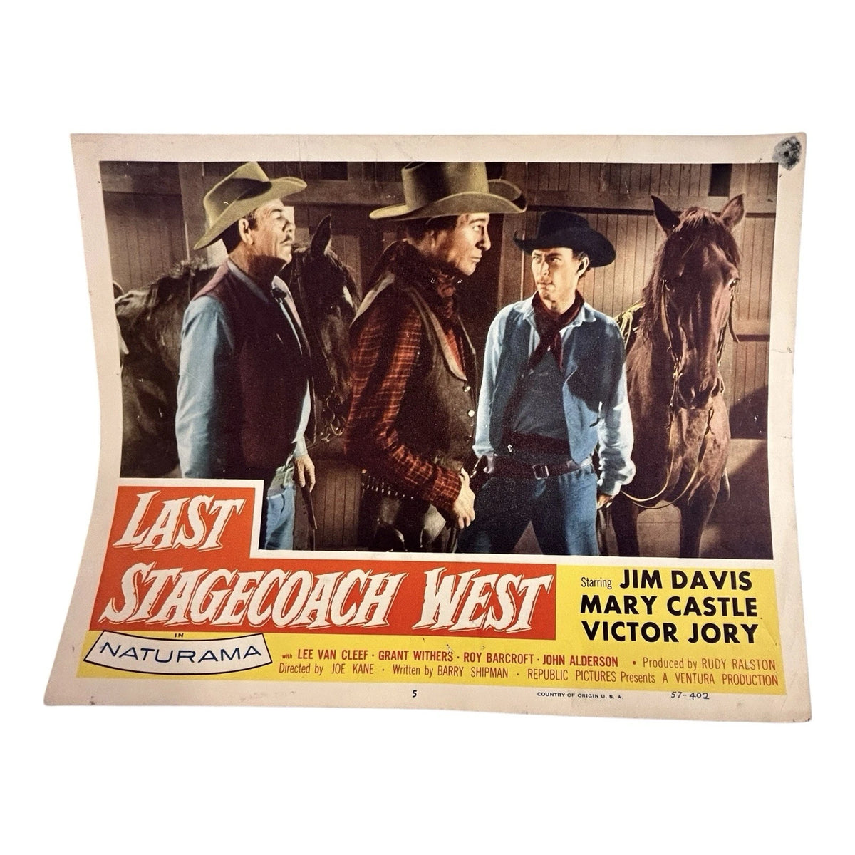 Vintage Western Movie Lobby Card Last Stagecoach West 1957
