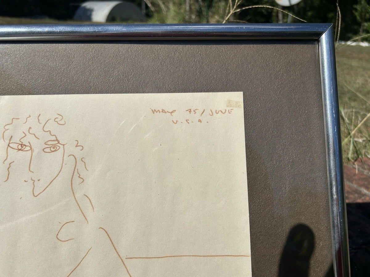 Vintage Framed  and Signed Original Drawing by Peter Max June 75