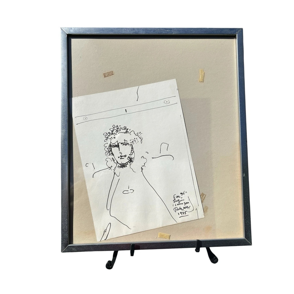 Signed Dated Framed Original Drawing by Peter Max 1975 For Suzin I love you