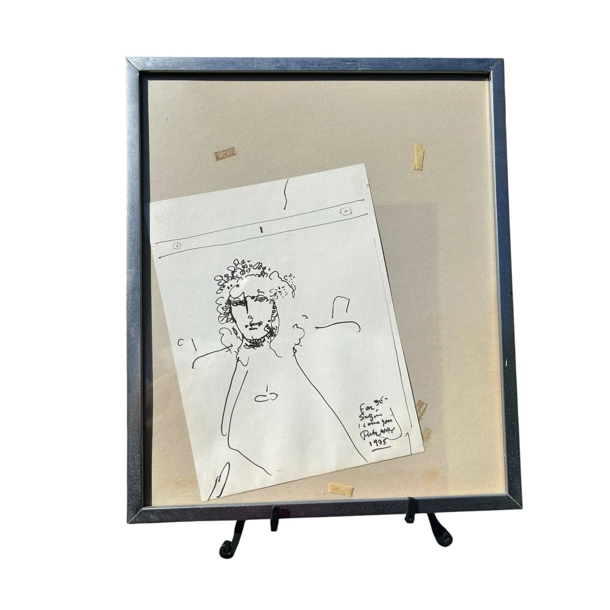 Signed Dated Framed Original Drawing by Peter Max 1975 For Suzin I love you
