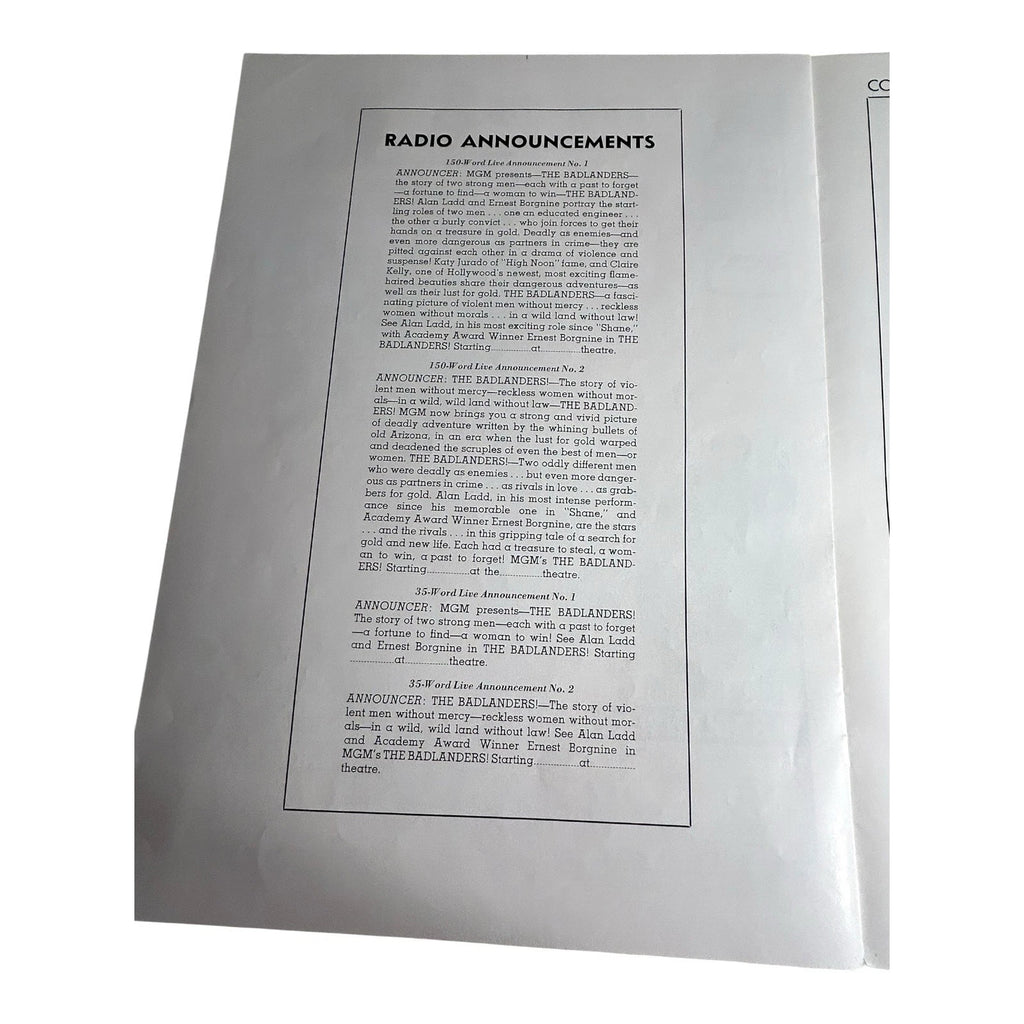 Vintage Movie Press Book Showmans Manual The Badlanders 1958