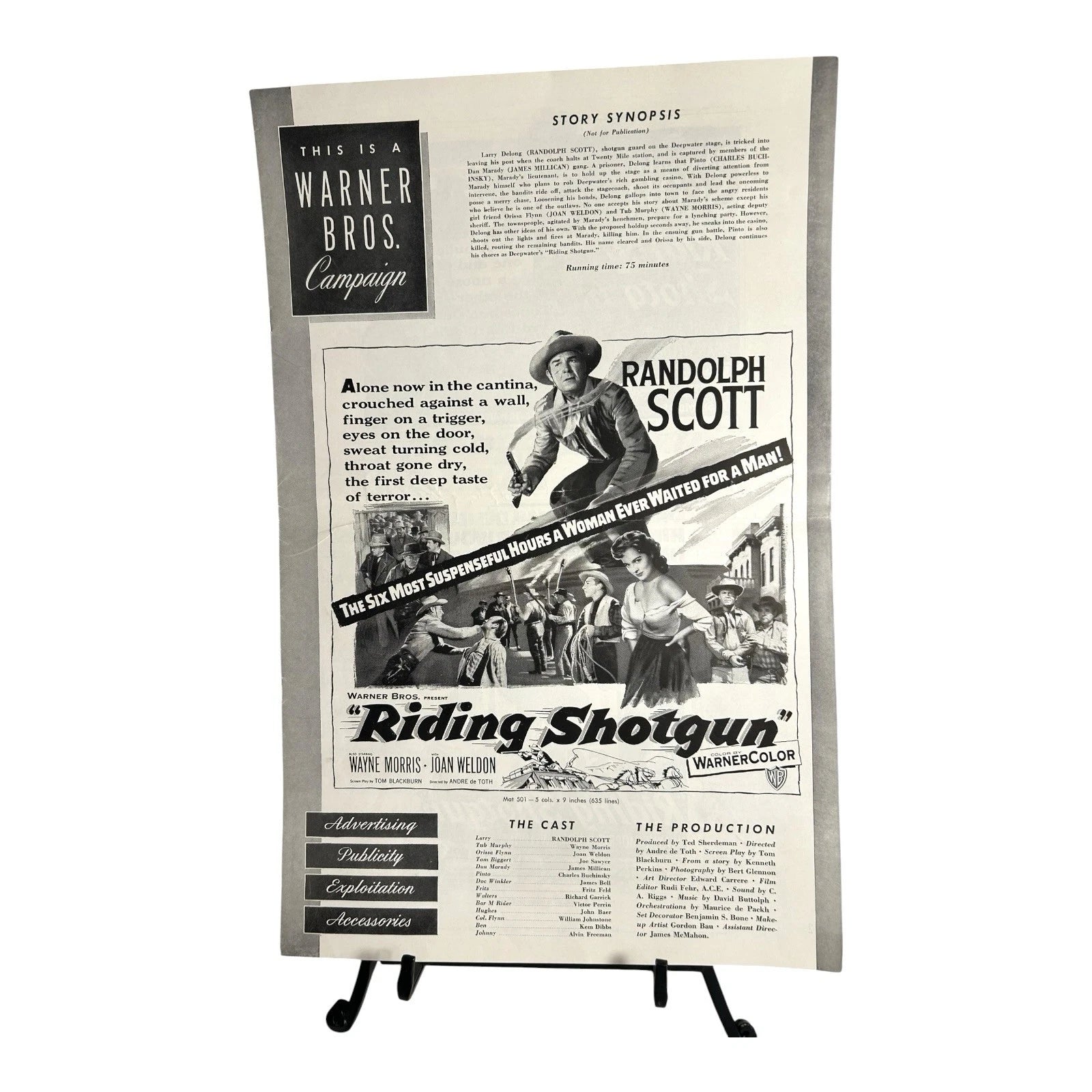 Vintage Movie Press Book Showmans Manual Riding Shotgun 1954