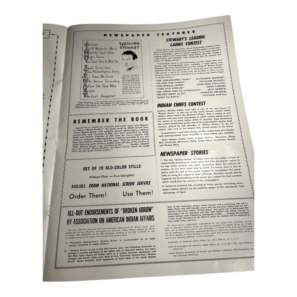 Vintage Movie Press Book Showmans Manual Broken Arrow 1950