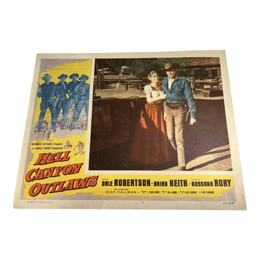 Vintage Western Movie Lobby Card Hell Canyon Outlaws 1957
